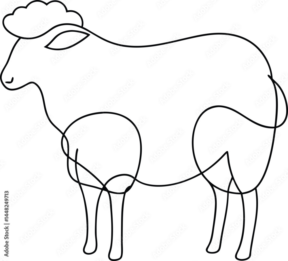 Continuous line art of a sheep showcasing rural charm simplicity and gentle nature suitable for farm life illustrations and cozy countryside themed design projects Continuous line art of a sheep showcasing rural charm simplicity and gentle nature suitable for farm life illustrations and cozy countryside themed design projects