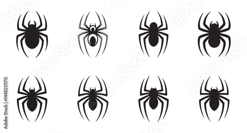 Black spider silhouette icon. Dangerous insect. Vector illustration eps 10