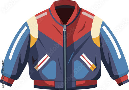 A sleek vector art illustration of a classic bomber jacket, showcasing intricate details, clean lines, and a contemporary, stylish appeal