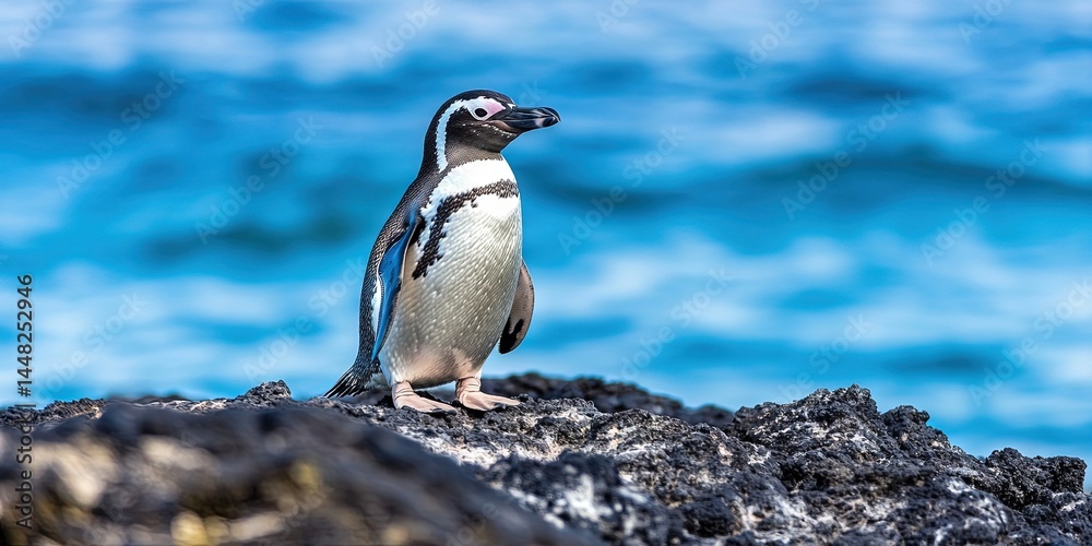 Naklejka premium photo of galapagos penguin -