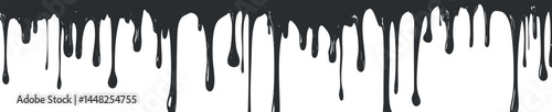 Black paint dripping down with liquid drops forming an abstract textured border design