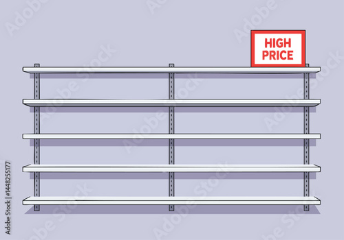Empty white metal shelving unit. Clean, minimalist design. Ideal for product display, retail, or storage concepts. Simple, modern, and versatile.