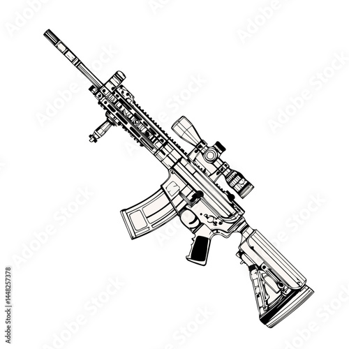Lightweight Assault Rifle With Folding Stock