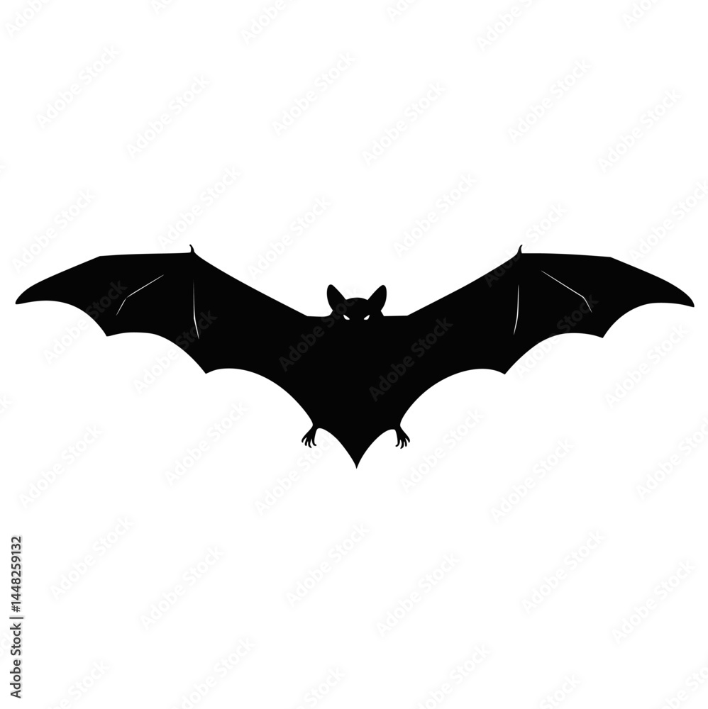 Fototapeta premium Flying Bat Silhouette Isolated for Halloween and Nature Themes