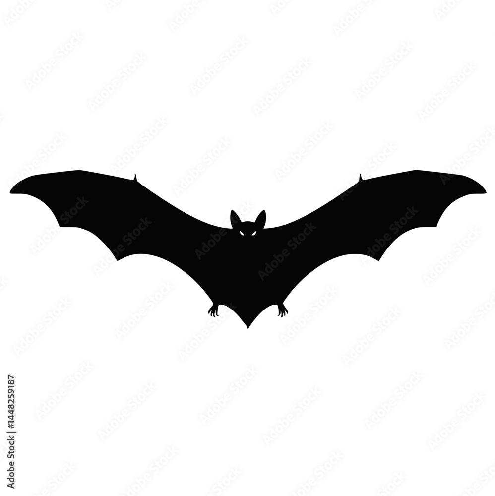 Fototapeta premium Flying Bat Silhouette Isolated for Halloween and Nature Themes