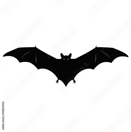 Flying Bat Silhouette Isolated for Halloween and Nature Themes