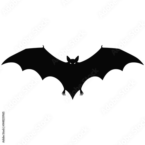 Flying Bat Silhouette Isolated for Halloween and Nature Themes