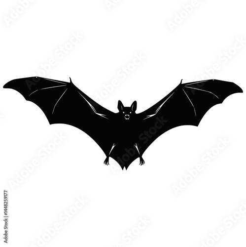 Flying Bat Silhouette Isolated for Halloween and Nature Themes