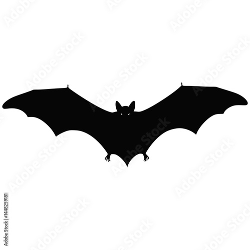 Flying Bat Silhouette Isolated for Halloween and Nature Themes