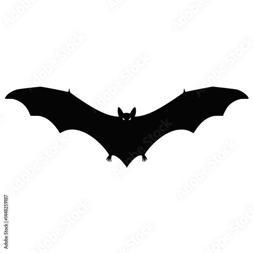 Flying Bat Silhouette Isolated for Halloween and Nature Themes