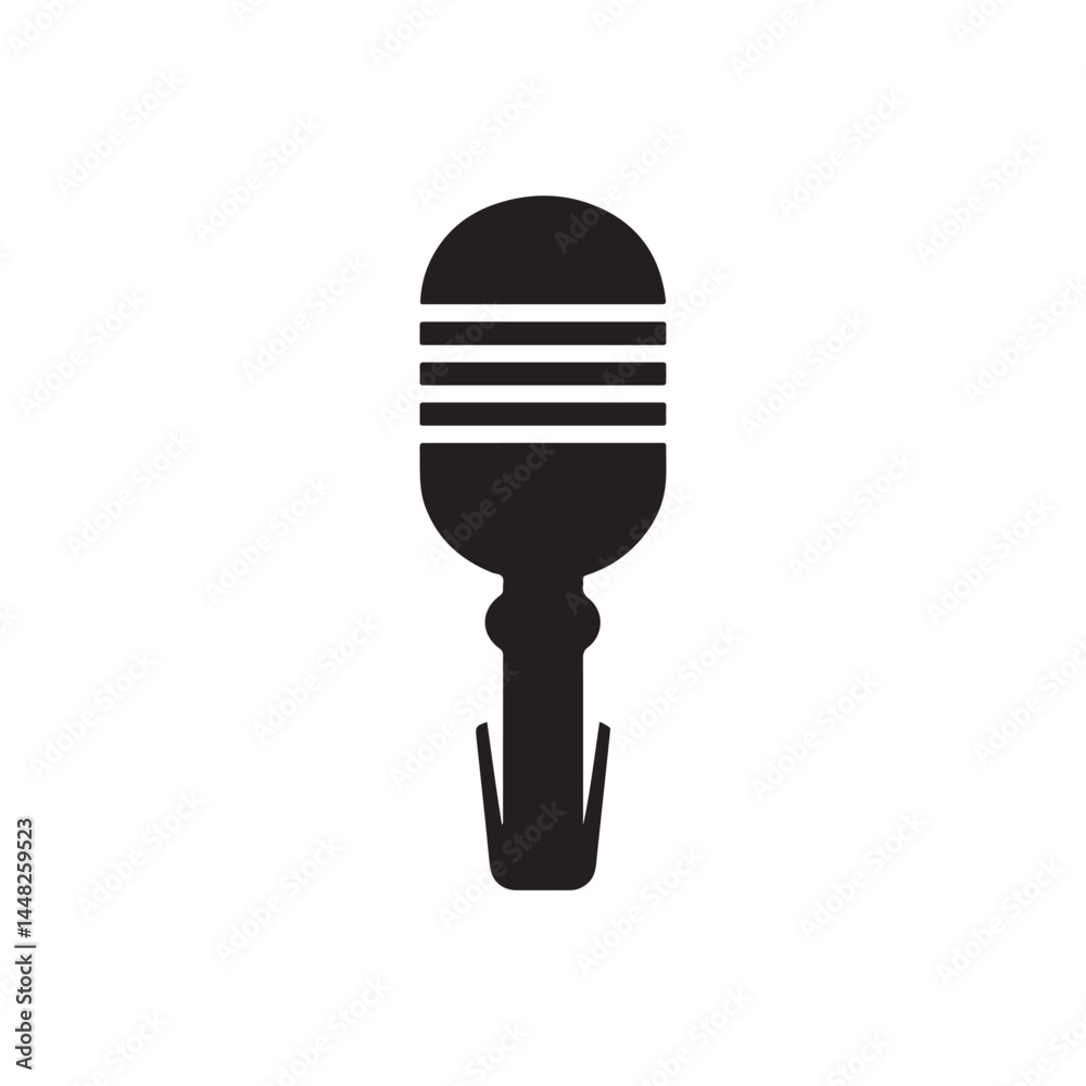 Black and white microphone graphic for broadcast technology Black and white microphone graphic for broadcast technology