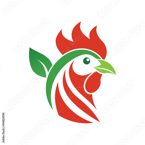 Simple Rooster Head with Sharp Lines for Morning and Farms