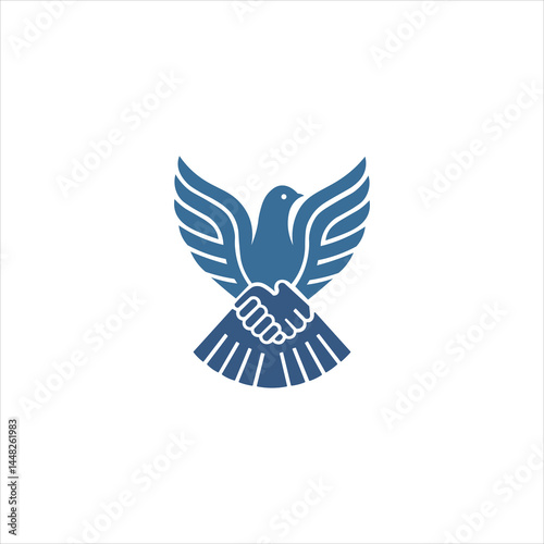 A blue dove with a logo for the company 