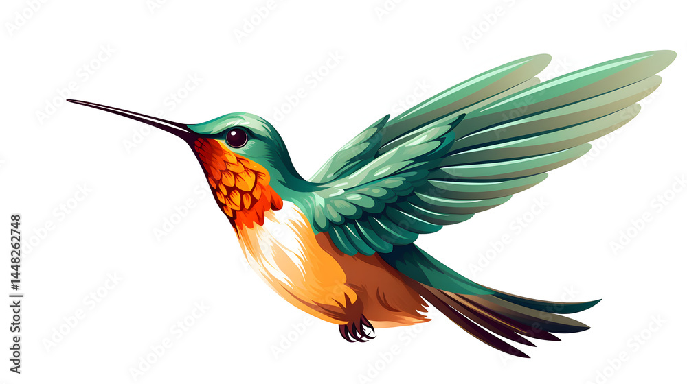 Obraz premium Colorful and Happy Hummingbird Cartoon Vector Illustration for Nature Design Projects