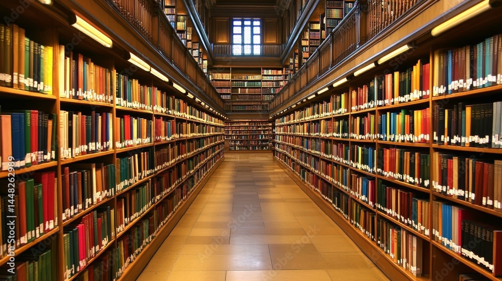 Books neatly displayed in the library Books neatly displayed in the library