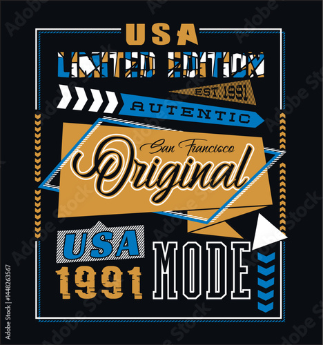 San Francisco city vector typography design with bold lettering and urban slogan words, styled as an original and limited edition streetwear graphic.
