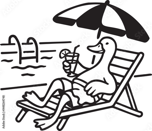 summer goose sitting on the beach