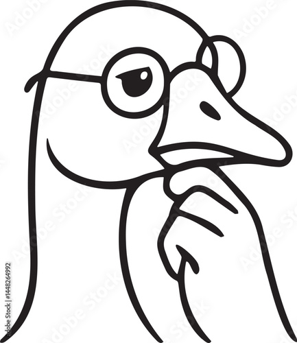 cartoon illustration of thinking goose