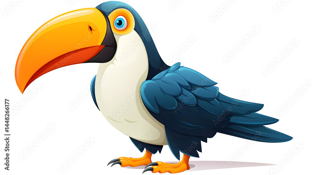 Naklejka premium Cheerful Toucan Cartoon in Vector Form, Perfect for Children's Books and Animal-Themed Designs