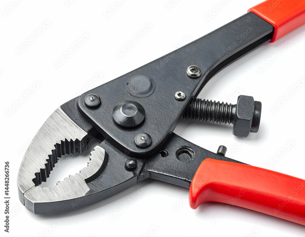 Fototapeta premium Closeup View Of Adjustable Pliers With Red Handles