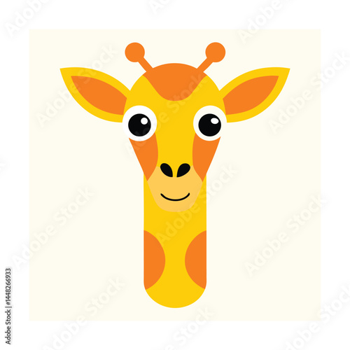 Stylized Giraffe Head in Cute Minimal Form for Uniqueness and Height