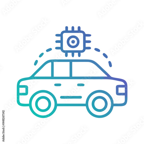 Autonomous Car Representing AI-Driven Vehicle and Self-Driving Technology Icon