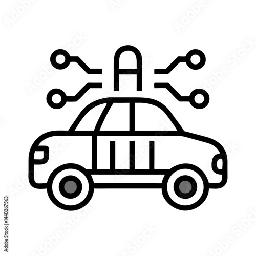 Autonomous Car Representing AI-Driven Vehicle and Self-Driving Technology Icon