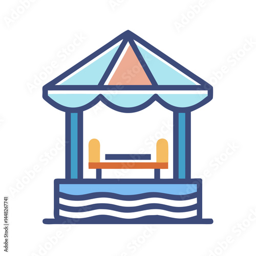 Beach Cabana Icon Representing Luxury Seaside Lounge and Coastal Retreat