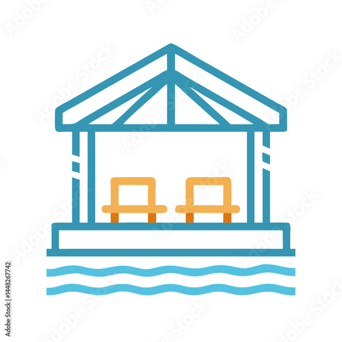Beach Cabana Icon Representing Luxury Seaside Lounge and Coastal Retreat