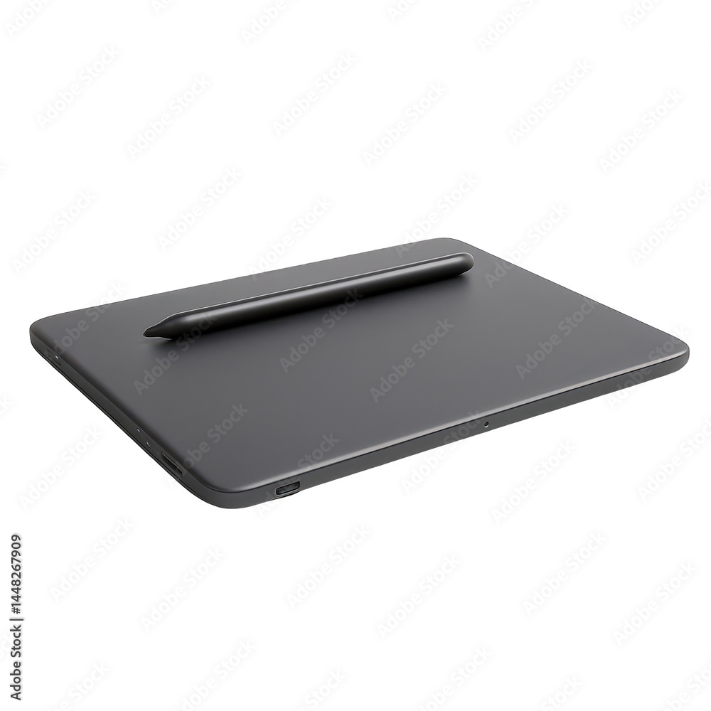 Modern digital graphics tablet with precision stylus, a versatile tool for digital art and creative work. Modern digital graphics tablet with precision stylus, a versatile tool for digital art and creative work.