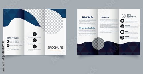 Clean Corporate Trifold Brochure Layout Minimal Business Flyer Design for A4 Print. Editable image.