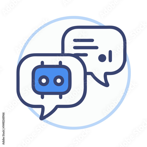 Chatbot Bubble with AI Face Representing AI Communication and Virtual Assistance