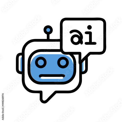 Chatbot Bubble with AI Face Representing AI Communication and Virtual Assistance