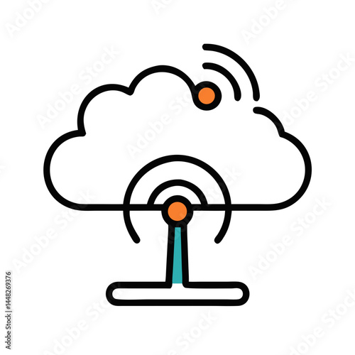 Cloud with Antenna Representing Cloud-Based Autonomous Systems and Remote Connectivity