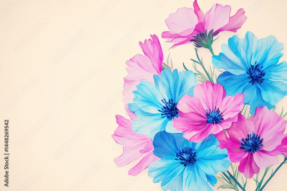 Obraz premium Pastel colored flowers in a delicate arrangement.