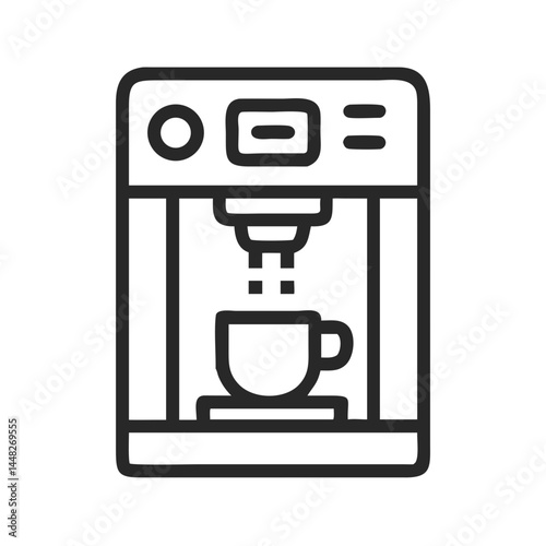 Coffee Machine Icon Representing Self-Service Espresso and Automated Beverage Brewin