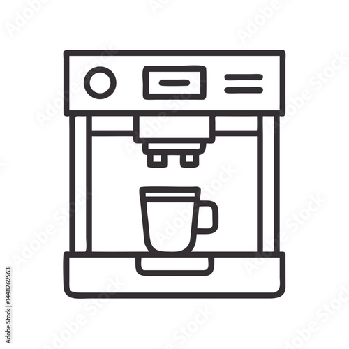 Coffee Machine Icon Representing Self-Service Espresso and Automated Beverage Brewin