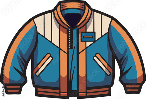 A sleek vector illustration of a classic bomber jacket, showcasing intricate details, clean lines, and a trendy, contemporary fashion style.