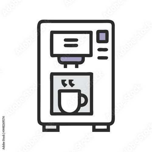 Coffee Vending Machine Icon Representing Automated Beverage Service and Self-Serve Technology