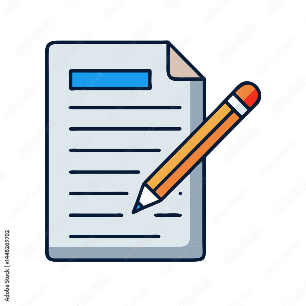Contract with Pencil Icon Representing Business Agreement and Document Signing Contract with Pencil Icon Representing Business Agreement and Document Signing