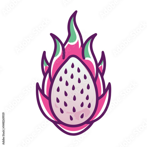 Dragon Fruit Icon Representing Exotic Tropical Fruit and Refreshing Summer Flavor