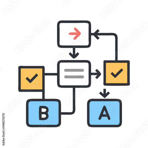Flowchart Diagram Icon Representing Decision Making and Process Analysis
