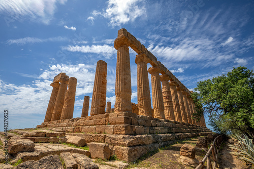 Ruins of the Greek temple of Giunone in the Valley of the Temples of Agrigento, Sicily, Italy, UNESCO heritage site, 5th century BC