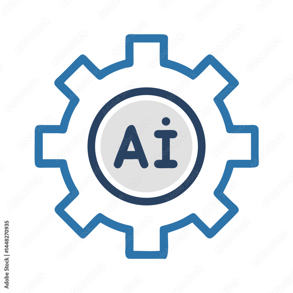 Gear with AI Letters Representing AI Configuration and System Optimization