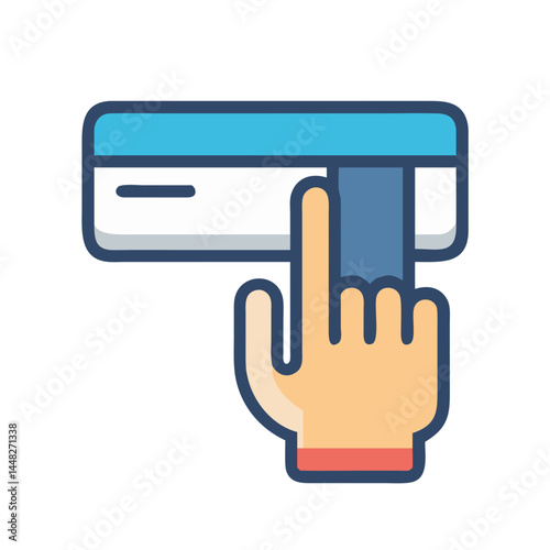 Hand Inserting Card Icon Representing ATM or Payment Transaction