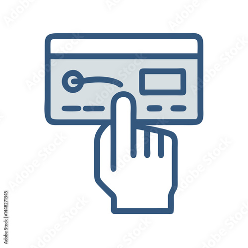 Hand Inserting Card Icon Representing ATM or Payment Transaction
