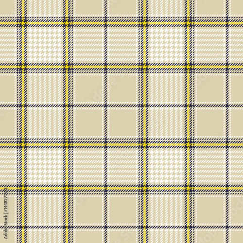 Scottish plaid seamless pattern with golden yellow on beige