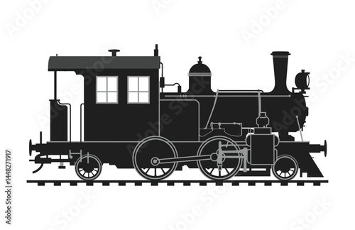 A minimal train silhouette black vector art illustration
