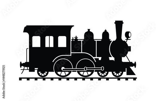 A minimalist train silhouette black vector art illustration
