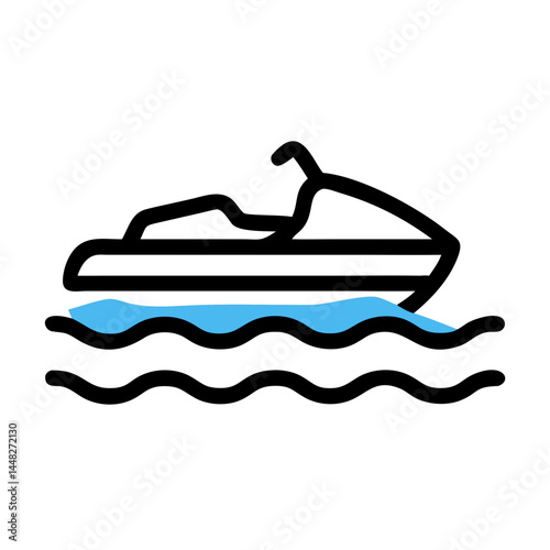 Jet Ski Icon Representing Water Sport Activity and Ocean Adventure
